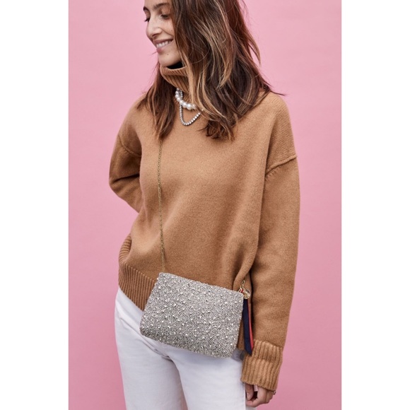 Clare V. Estelle Silver Beaded Glitter Clutch NWT - Picture 4 of 6